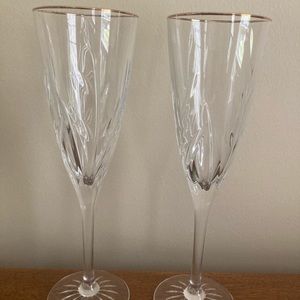 Crystal Gold rimmed champagne flutes